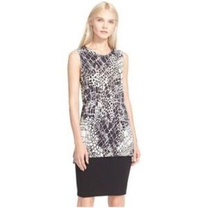 Vince Black and White Graphic Sleeveless Blouse